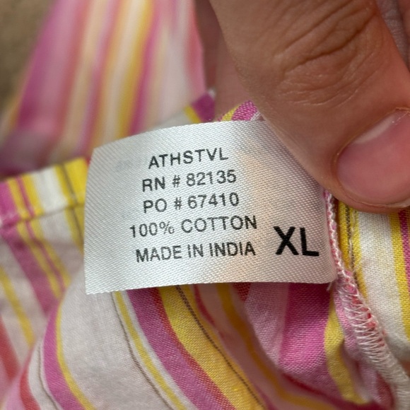 Fresh Produce Shirt Womens Multicolor Stripe Button Up Cotton Tab Sleeve Xl - Picture 10 of 15